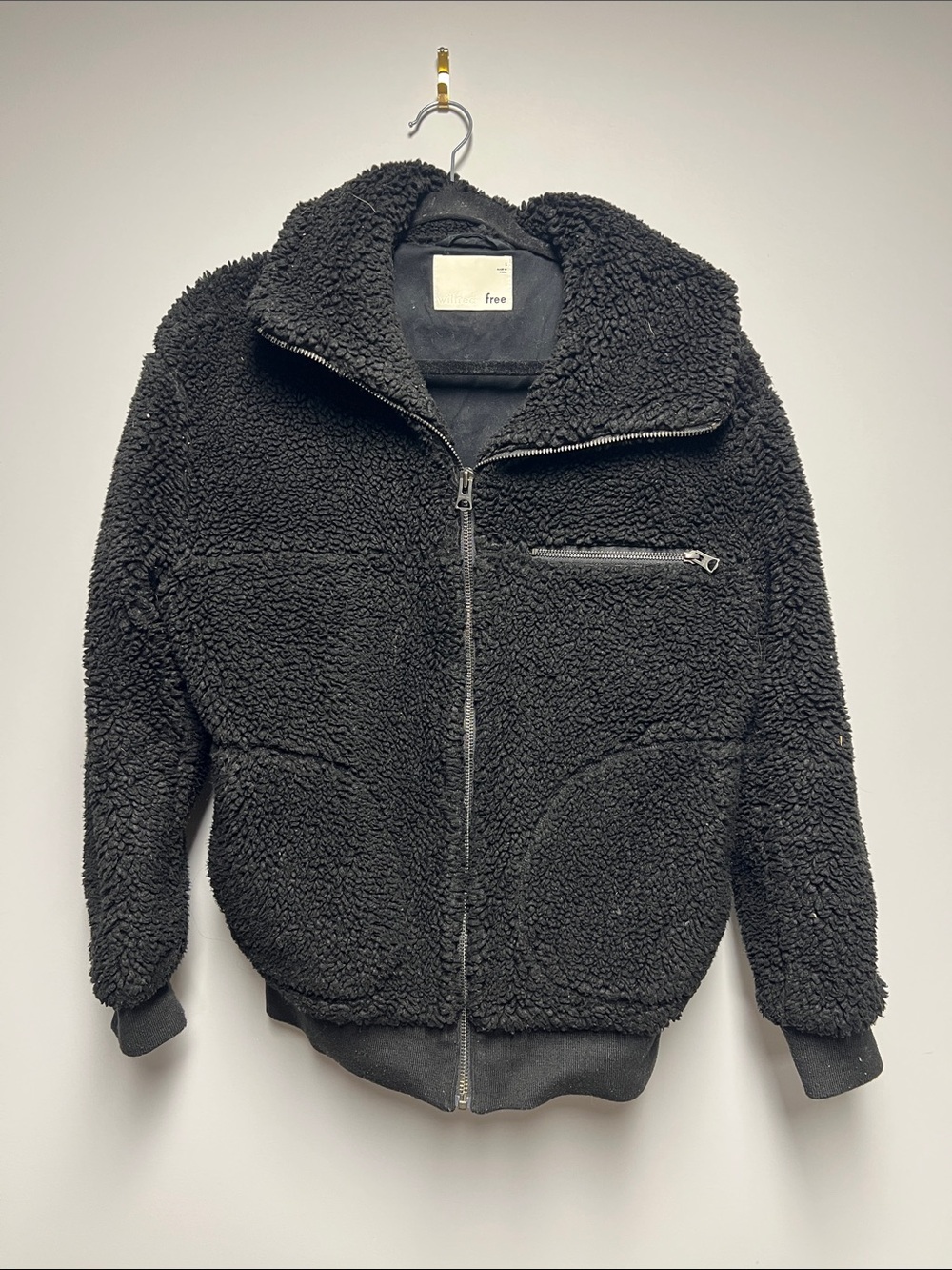 Aritzia Black Teddy Sherpa Zip Jacket